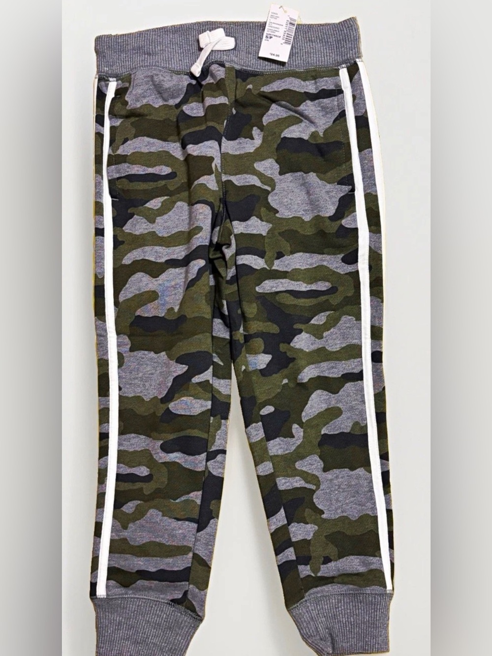 The Children's Place Green & Gray Camo Jogger Pants with White Side Stripes